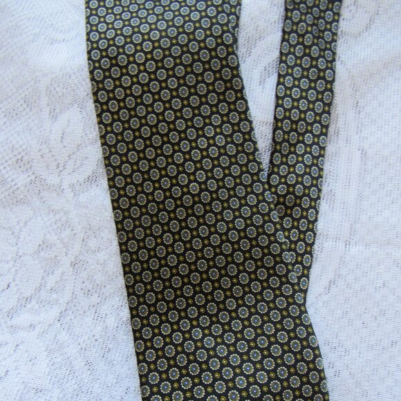 Laurant Benon Paris Men's Black 100% Silk Micro Print Tie Classic - Picture 3 of 5